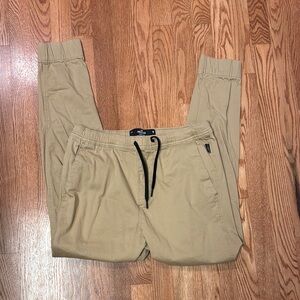 Hollister Tan Sweatpants with Elastic Cuffs and Tapered Fit